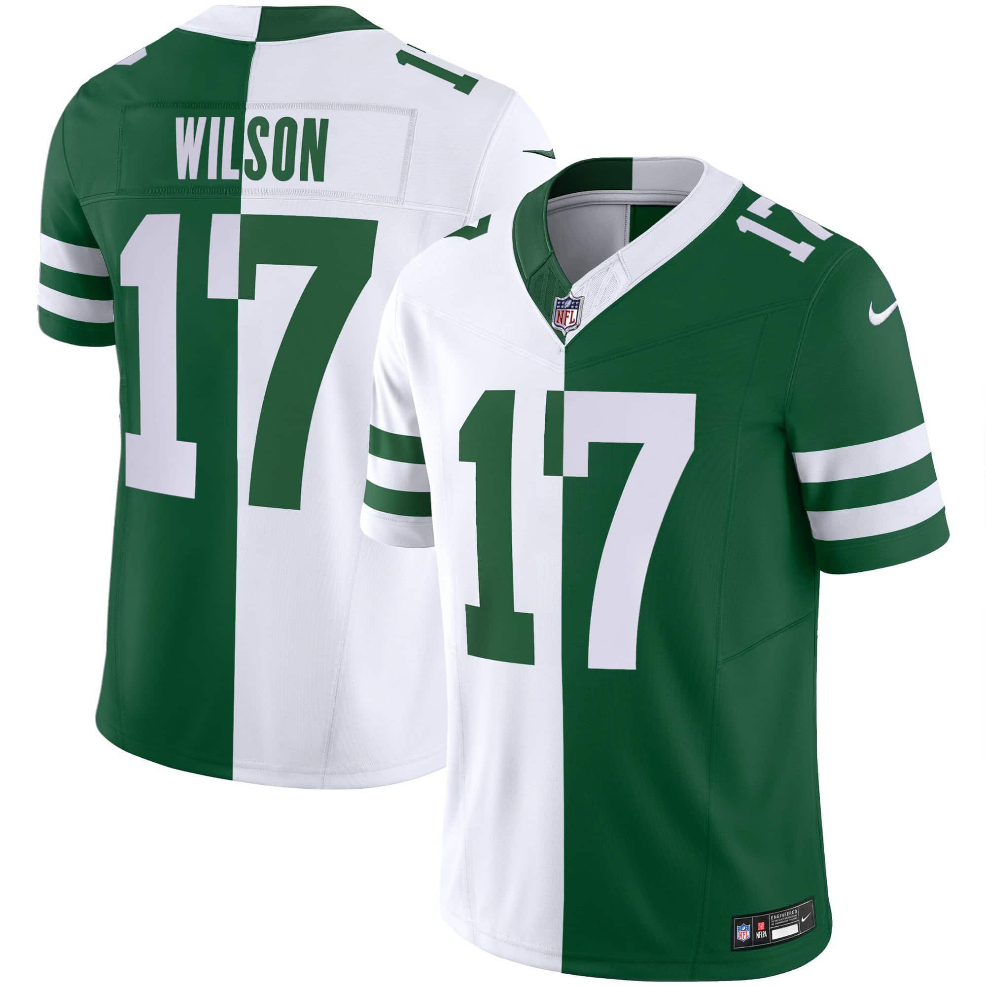 Men New York Jets #17 Wilson White with green 2024 Nike Limited NFL Jersey